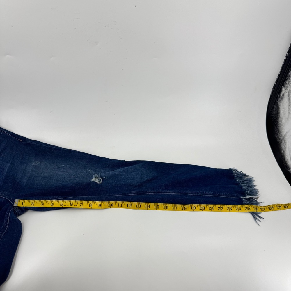 Free People Blue Frayed Fringe Hem Skinny Jeans Womens Size 30 Distressed Denim - Picture 8 of 12